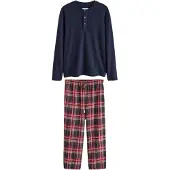 Next Pyjamas lång 'Family Matching Christmas' marinblå / mörkgrön / rubinröd / vit
