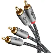 Goobay 65293, 2 x RCA, Handkontakt, 2 x RCA, Handkontakt, 2 m, Grå