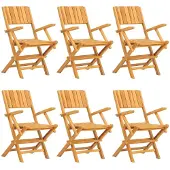 vidaXL Hopfällbara trädgårdsstolar 6 st 55x61x90 cm massiv teak