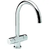 Damixa Titan tvågrepps kökskran med hög pipa, vattensparfunktion, keramisk reglering och flexibla slangar