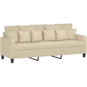 vidaXL 3-sitssoffa gräddvit 180 cm tyg