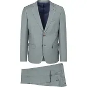 Suitable Sharkskin Kostym Ull Grön Storlek