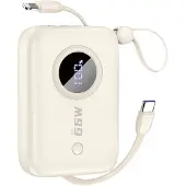Dudao Powerbank 10000mAh med USB-C och Lightning-kabel - Beige