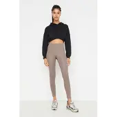 Trendyol Leggings mörkbeige