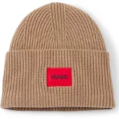 HUGO All-gender logo beanie hat in a wool blend