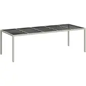 vidaXL Trädgårdsbord vit 250x100x75 cm konstrotting och härdat glas