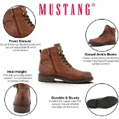 Mustang Boots med snörning mörkbrun