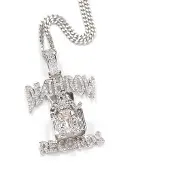 FashionFlair DEATHROW Hip Hop Zirkon Bokstavshalsband - Europeiska & Amerikanska Trendiga Rap-smycken white