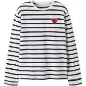 Name it Tröja - NkfTovelina - Bright White/Dark Sapphire + Grena - - 7-8 år (122-128) - Tröja