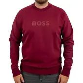 BOSS för män. 50565307 Salbo sweatshirt i vinrött (XL), Casual, Granat, Bomull