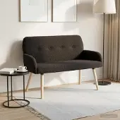 vidaXL 2-sitssoffa med ben i massivt trä Svart Bouclé