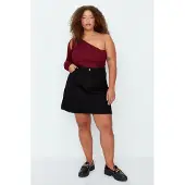 Trendyol Dam Svart Enfärgad Kort / Mini A-linje A-linje Plus size Kjolar