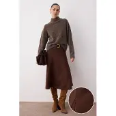 Trendyol TRENDYOLMİLLA Dam Brun Enfärgad Midi A-linje A-linje Kjolar