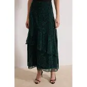 Trendyol Modest Dam Grön Djurmönster Maxi Utsvängd kjol A-linje Modest Kjolar