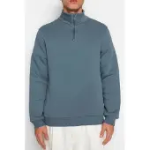 Trendyol MAN Herr Blå Djurmönster Lång Regular fit Sweatshirts