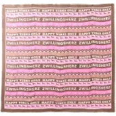 Zwillingsherz Scarf 'Happy Vibes' brun / rosa / vit
