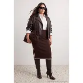 Trendyol Dam Brun Randig Maxi Penn kjol Plus size Kjolar
