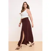 Trendyol Dam Brun Enfärgad Midi Plus size Kjolar