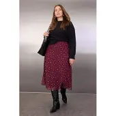 Trendyol Dam Vinröd Djurmönster Midi A-linje Plus size Kjolar