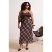 Trendyol Dam Flerfärgad Rutig Midi Plus size Kjolar