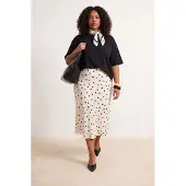 Trendyol Dam Vit Prickig Midi Plus size Kjolar