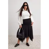 Trendyol Dam Svart Enfärgad Midi Skater Plus size Kjolar