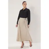 Trendyol Modest Dam Beige Enfärgad Maxi A-linje A-linje Modest Kjolar