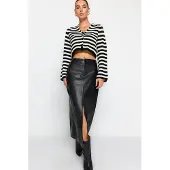 Trendyol TRENDYOLMİLLA Dam Svart Enfärgad Maxi Midja Elastisk Penn kjol Kjolar