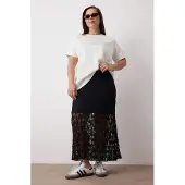 Trendyol Dam Svart Enfärgad Maxi Plus size Kjolar