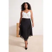 Trendyol Dam Svart Rutig Midi Asymmetrisk Plus size Kjolar