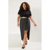 Trendyol Dam Grå Enfärgad Midi A-linje Plus size Kjolar