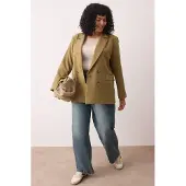 Trendyol Dam Khaki Enfärgad Lång Oversize Plus size Kavajer