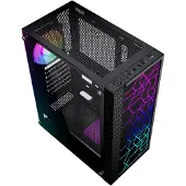 Gembird Fornax 2500 - Mid tower - ATX - genomskinlig sidopanel (glas) - ingen strömförsörjning (ATX) - svart - USB/ljud