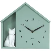 Karlsson väggklocka Sitting Cat grayed jade KA6099GR