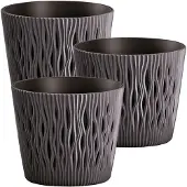 Wellhome Sandfärgad Rund Plastkruka 18.9x16.5 Cm 3 Enheter