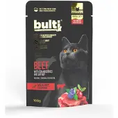 Bult Superfoods Våtfoder För Katter Med Nötkött Tranbär Och Kattmynta 100g