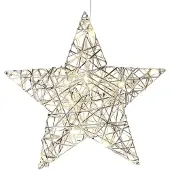 Wellhome Silver Julstjärna Med 20 Varmvita Led-lampor 30x8x30 Cm