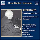 Naxos Beethoven: Pianokonsert Nr 4 & 5 (Giesking)