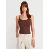 Dilvin Slim Fit Ribbad Bomulls Cami Topp