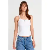 Dilvin Smal Passform Ribbad Stickad Camisole Blus