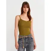 Dilvin Slim Fit Ribbad Bomullscami Top