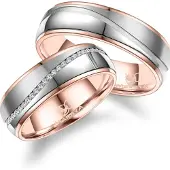 MARRYA Ring 'ES-23 Ehering aus Edelstahl - Silberfarben & Rosé' silvergrå