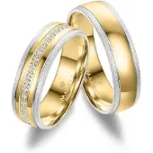 MARRYA Ring 'ES-36 Ehering aus Edelstahl - Gold plattiert' guld