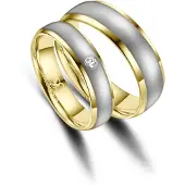 MARRYA Ring 'ES-14 Ehering aus Edelstahl - Silberfarben & Goldfarben' guldgul