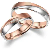 MARRYA Ring 'ES-35 Ehering aus Edelstahl - Silberfarben & Rosé' roséguld