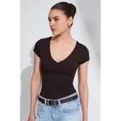 Dilvin Slim Fit V-ringad stickad blus
