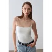 Dilvin Slim Fit Fyrkantig Halsärmlös Blus