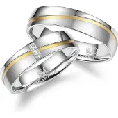 MARRYA Ring 'ES-15 Ehering aus Edelstahl - Silber- & Gold-farben' silver