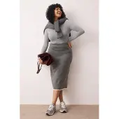 Trendyol Dam Grå Randig Maxi Penn kjol Plus size Kjolar