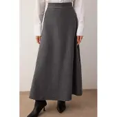 Trendyol Modest Dam Grå Enfärgad Maxi A-linje Modest Kjolar